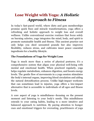 Lose Weight with Yoga_ A Holistic Approach to Fitness
