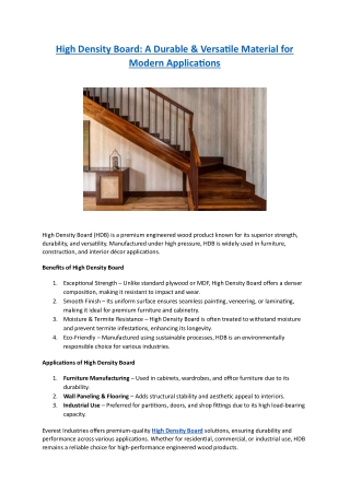 High Density Board - A Durable & Versatile Material for Modern Applications