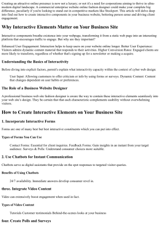 How to Create Interactive Elements on Your Business Site