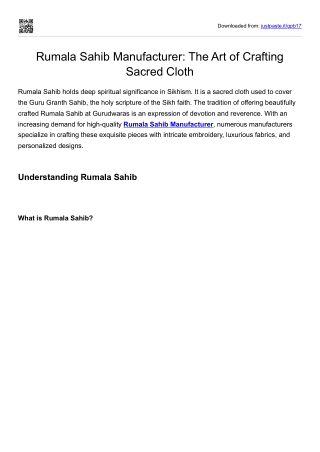 Rumala Sahib Manufacturer The Art of Crafting Sacred Cloth