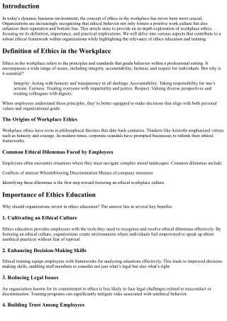 Defining Workplace Ethics: A Comprehensive Overview