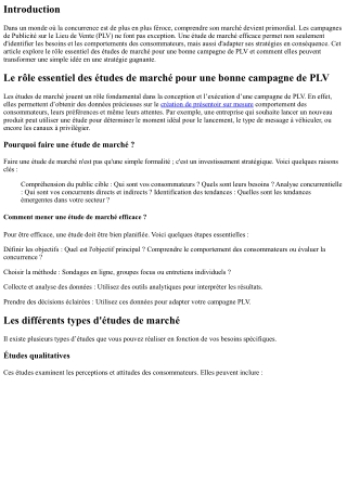 Le rôle essentiel des études de marché pour une bonne campagne de PLV