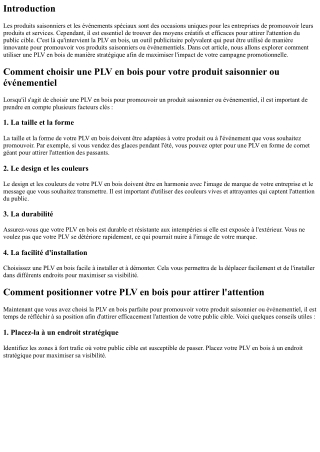 Comment utiliser une PLV en bois pour promouvoir un produit saisonnier ou événem