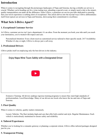 Discover the I-Drive Difference: Premium Car Services in Napa & Sonoma