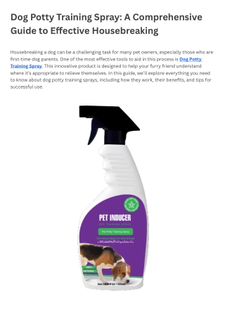 Dog Potty Training Spray A Comprehensive Guide to Effective Housebreaking