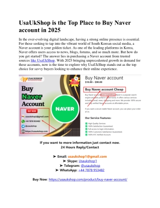 UsaUkShop is the Top Place to Buy Naver account in 2025