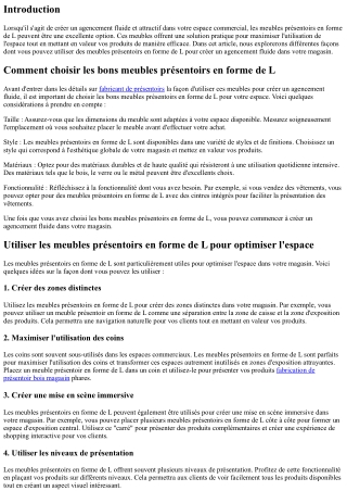 Comment créer un agencement fluide avec des meubles présentoirs en forme de L
