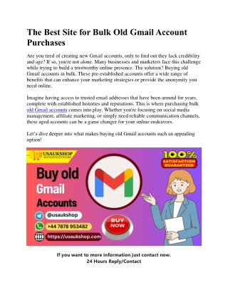 The Best Site for Bulk Old Gmail Account Purchases
