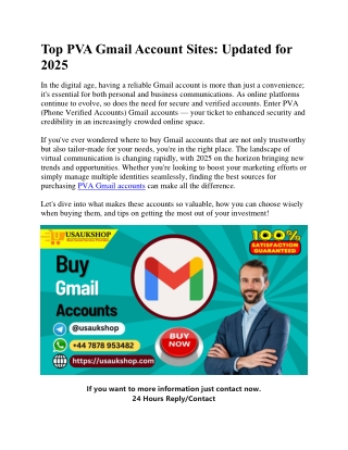 Top PVA Gmail Account Sites Updated for 2025