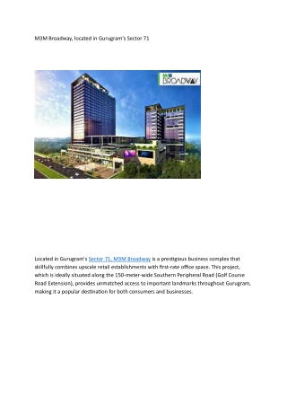 M3M Broadway: The Epitome of Luxury Retail and Office Spaces in Gurgaon