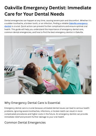 Oakville Emergency Dentist Immediate Care for Your Dental Needs