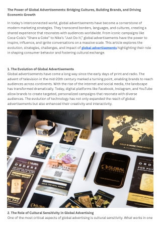 The Power of Global Advertisements Bridging Cultures, Building Brands, and Driving Economic Growth