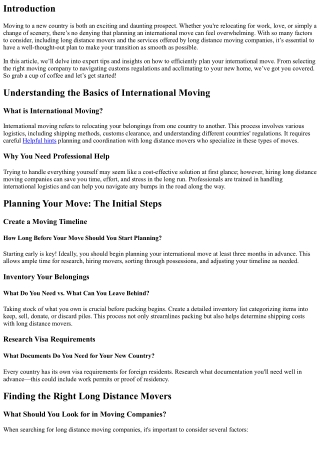 “Planning an International Move? Tips from the Pros!”