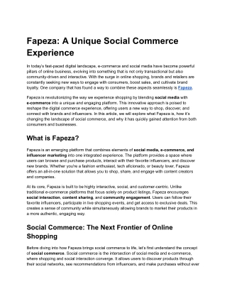 Fapeza_ A Unique Social Commerce Experience