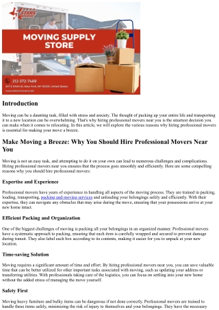 Make Moving a Breeze: Why You Should Hire Professional Movers Near You
