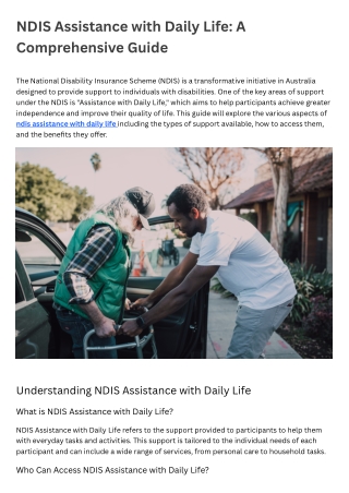 NDIS Assistance with Daily Life A Comprehensive Guide