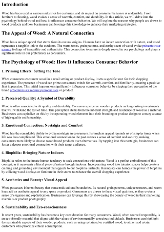 The Psychology of Wood: How It Influences Consumer Behavior