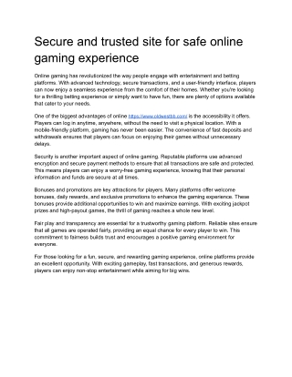 Secure and trusted site for safe online gaming experience.