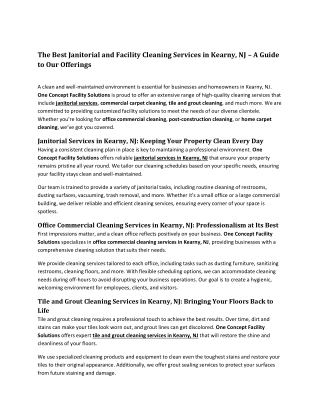 The Best Janitorial and Facility Cleaning Services in Kearny, NJ – A Guide to Our Offerings
