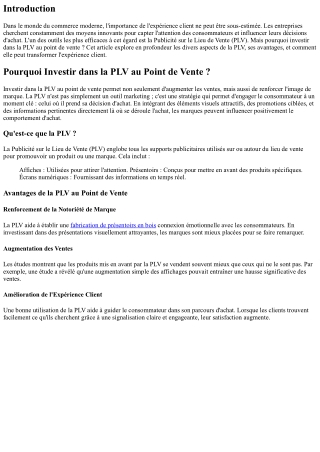 Pourquoi Investir dans la PLV au Point de Vente ?