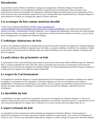 Les avantages des présentoirs en bois pour les magasins de vêtements éthiques