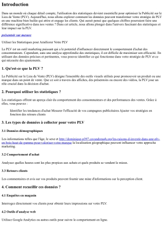 Utiliser les Statistiques pour Améliorer Votre PLV