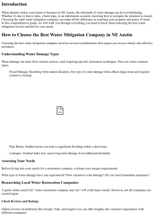 How to Choose the Best Water Mitigation Company in NE Austin