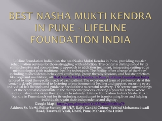 Best Vyasan Mukti Kendra In Pune - Lifeline Foundation India