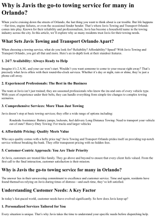 Why is Javis the go-to towing service for many in Orlando