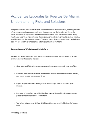 Accidentes Laborales En Puertos De Miami: Understanding Risks and Solutions