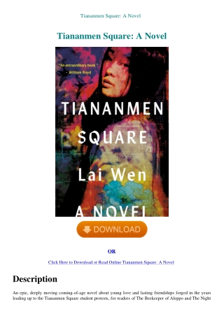 Tiananmen Square A Novel