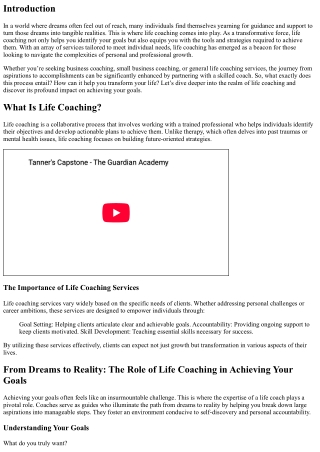 **From Dreams to Reality: The Role of Life Coaching in Achieving Your Goals**