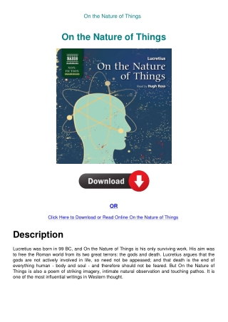 On the Nature of Things
