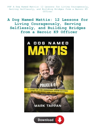 PDF A Dog Named Mattis 12 Lessons for Living Courageously  Serving Selflessly  and Building Bridges