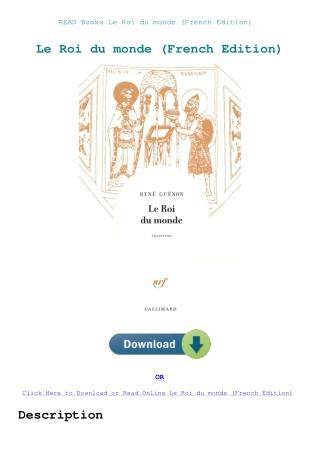 READ Books Le Roi du monde (French Edition)