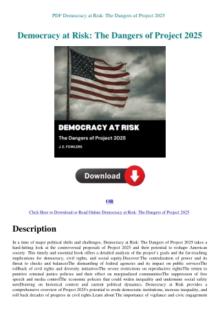 PDF Democracy at Risk The Dangers of Project 2025
