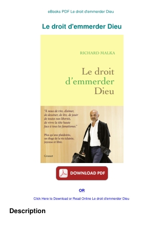 eBooks PDF Le droit d'emmerder Dieu