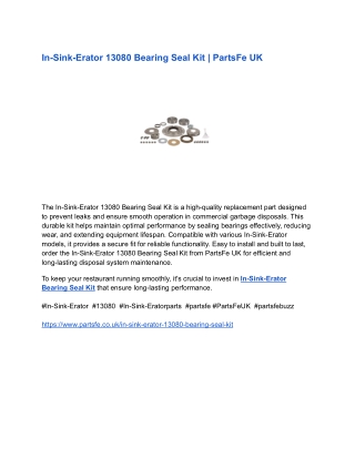 In-Sink-Erator 13080 Bearing Seal Kit _ PartsFe UK