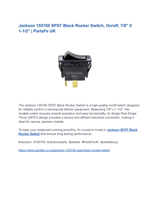 Jackson 155700 SPST Black Rocker Switch, On_off, 7_8_ X 1-1_2_ _ PartsFe UK