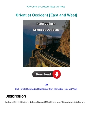 PDF Orient et Occident [East and West]