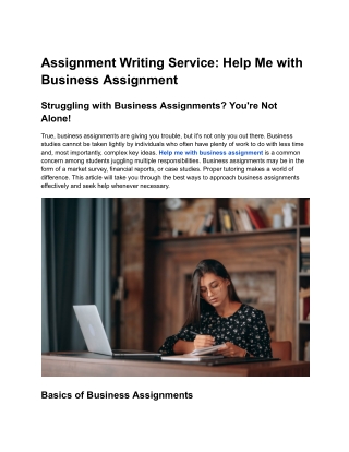 Assignment Writing Service: Help Me with Business Assignment