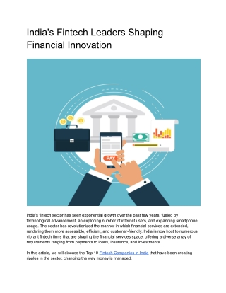 India's Fintech Leaders Shaping Financial Innovation