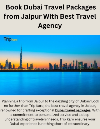 _Book Dubai Travel Packages from Jaipur With Best Travel Agency