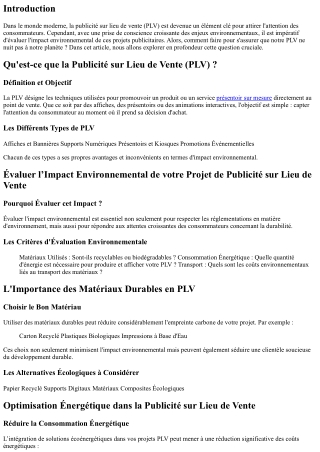 “Évaluer l’Impact Environnemental de votre Projet de Publicité sur Lieu de Vente