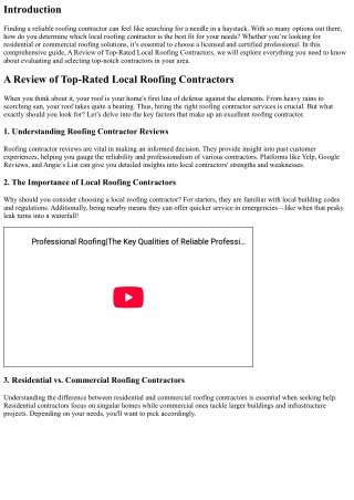 A Review of Top-Rated Local Roofing Contractors