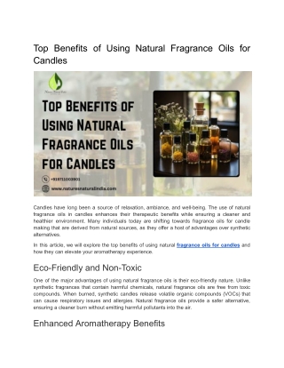 Top Benefits of Using Natural Fragrance Oils for Candles