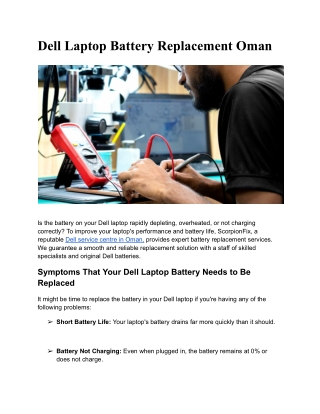 Dell Laptop Battery Replacement Oman