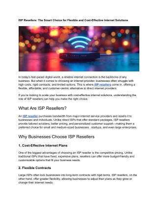 ISP Resellers_ The Smart Choice for Flexible and Cost-Effective Internet Solutions