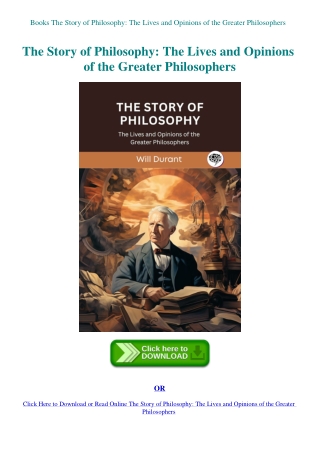 Books The Story of Philosophy The Lives and Opinions of the Greater Philosophers