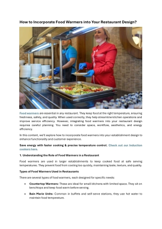 How to Incorporate Food Warmers into Your Restaurant Design